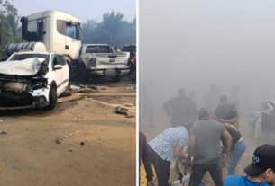 Cinco feridos em engavetamento na Es-080 por nevoeiro intenso, Águia Branca, nesta quarta.