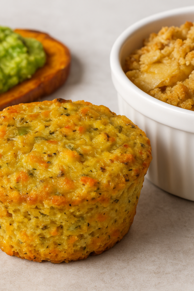 3 lanches saudáveis e rápidos na air fryer: muffin de quinoa, tostada de batata-doce e crumble de maçã