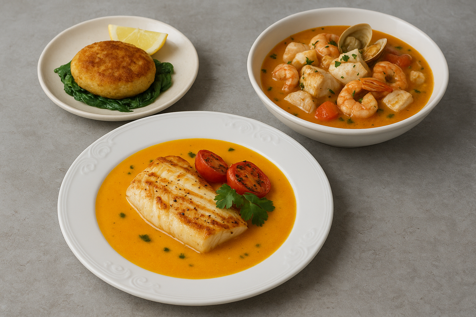 3 receitas leves com pescada-branca para um jantar saudável: grelhada, bolinho assado e com mariscos