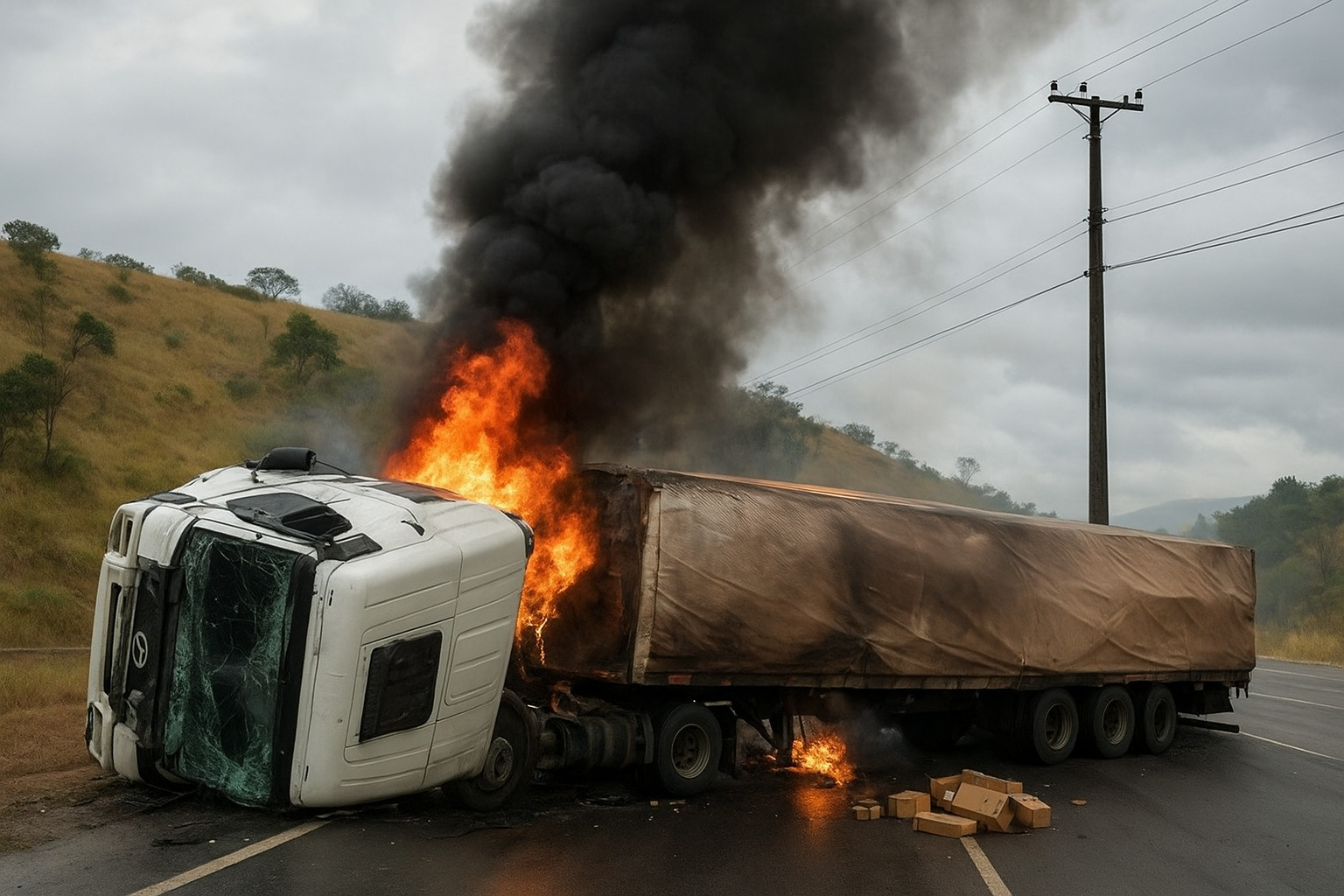 Colatina: carro bate em poste, pega fogo e deixa 700 clientes sem energia; motorista é conduzido
