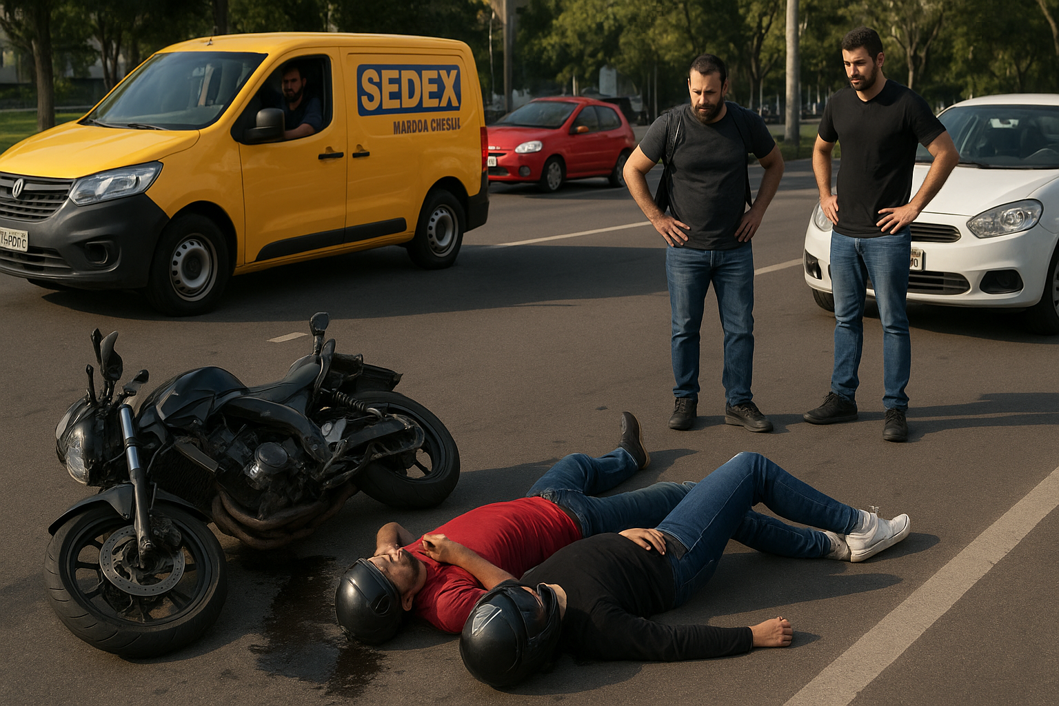 Colisão entre carro e moto deixa motociclista e garupa feridos na Avenida Fernando Ferrari, em Vitória 1 Colisão entre carro e moto deixa motociclista e garupa feridos na Avenida Fernando Ferrari, em Vitória