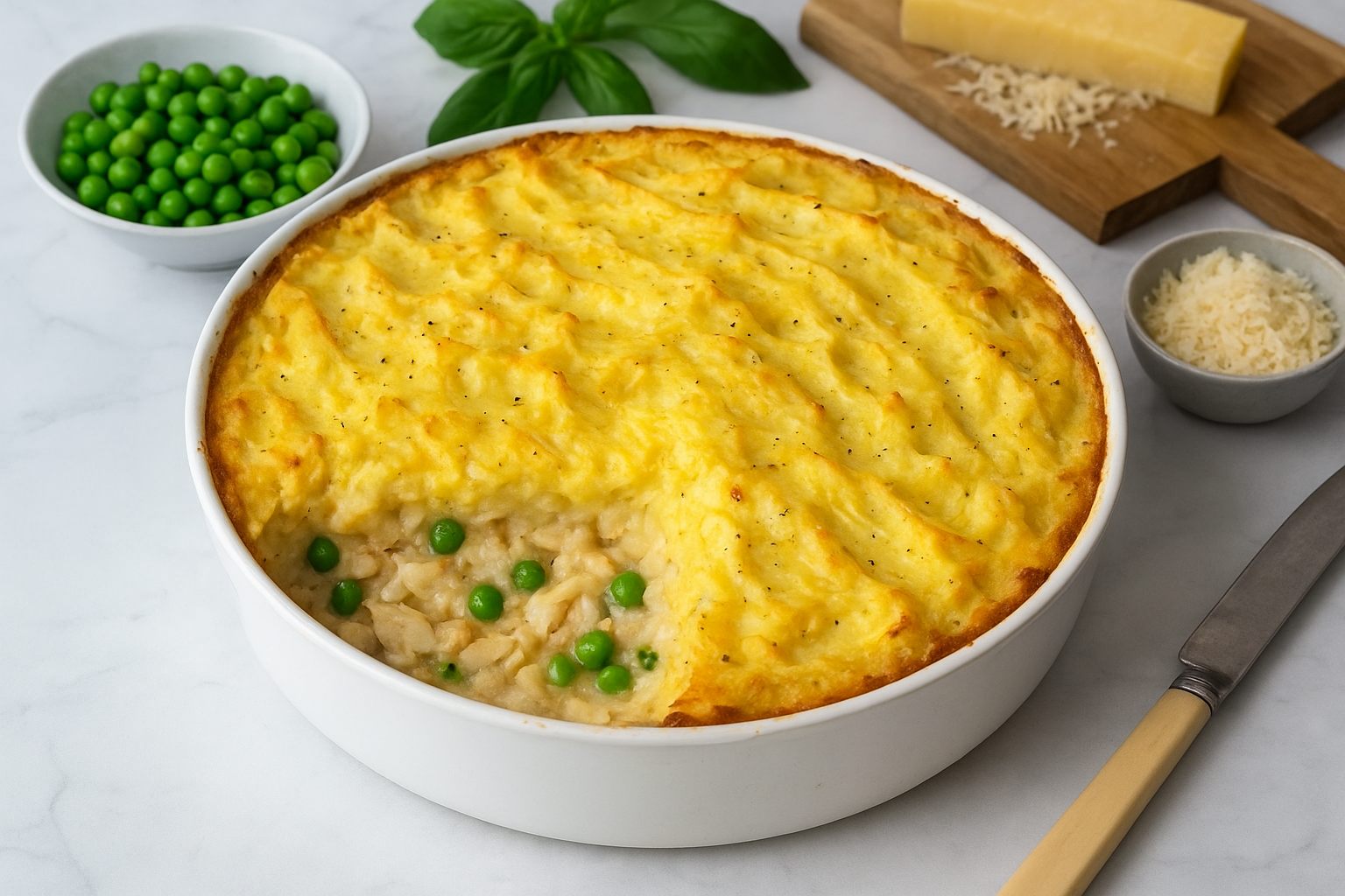 Escondidinho de mandioquinha com peixe e ervilha — receita prática e saudável para o jantar