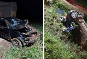 Roubo de carro em Guarapari acaba em perseguição a mais de 100 km/h e capotamento; quatro são detidos