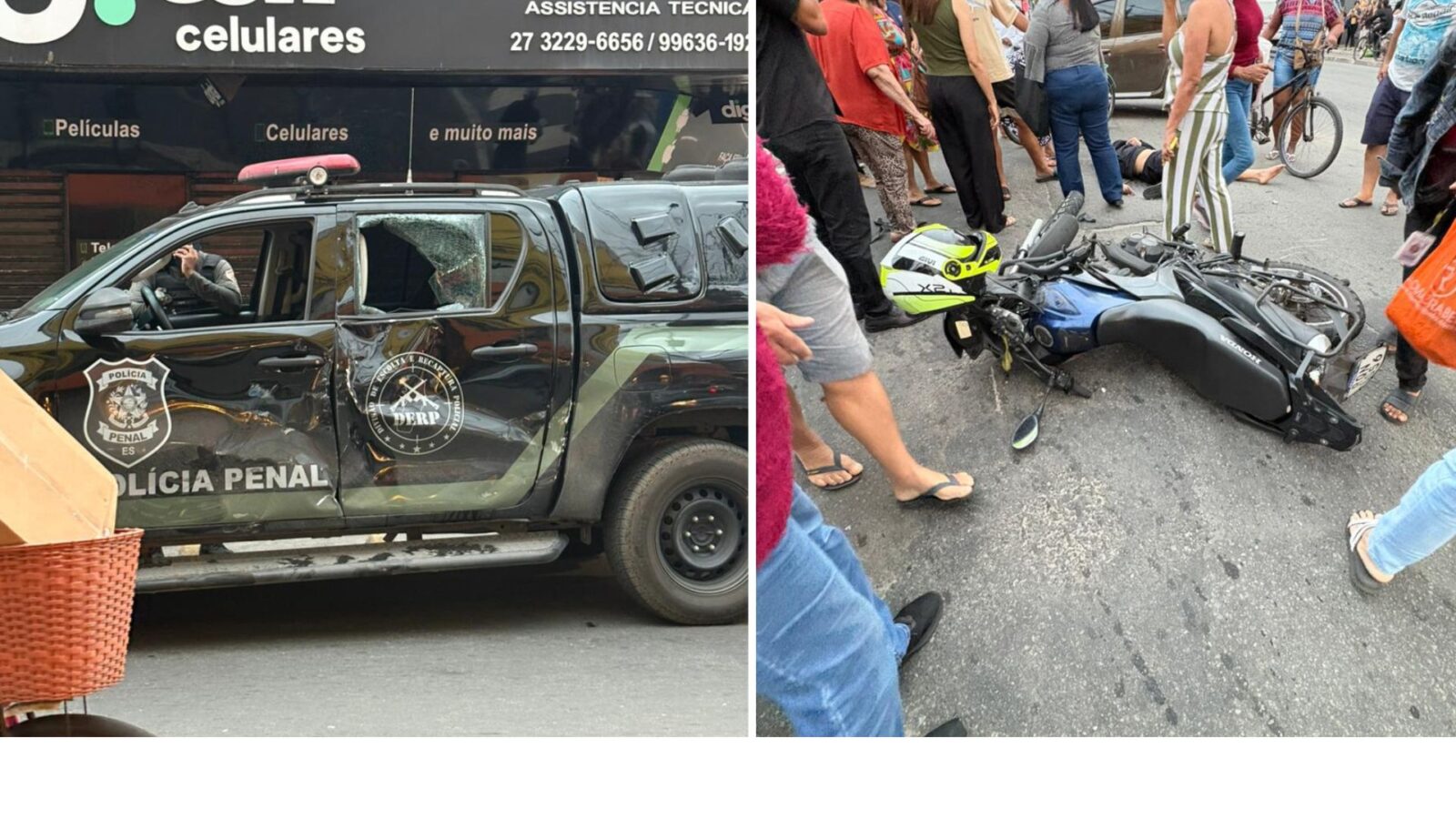 Motociclista de 25 anos fica gravemente ferido após colisão com viatura da Polícia Penal em Vila Velha