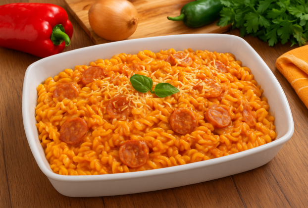 Macarrão cremoso na panela de pressão: receita rápida e prática para o almoço