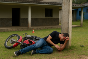 Motociclista de 20 anos fica ferido após colidir com pilastra de muro em Ibatiba