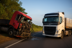 Motorista fica gravemente ferido após carreta invadir contramão e provocar colisão na BR-101 em Linhares