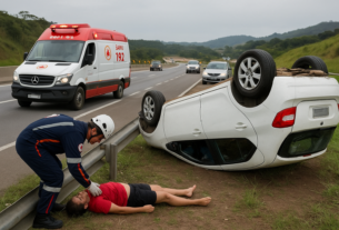 Motorista perde controle na Rodovia do Contorno em Itapemirim; suspeita de fratura cervical
