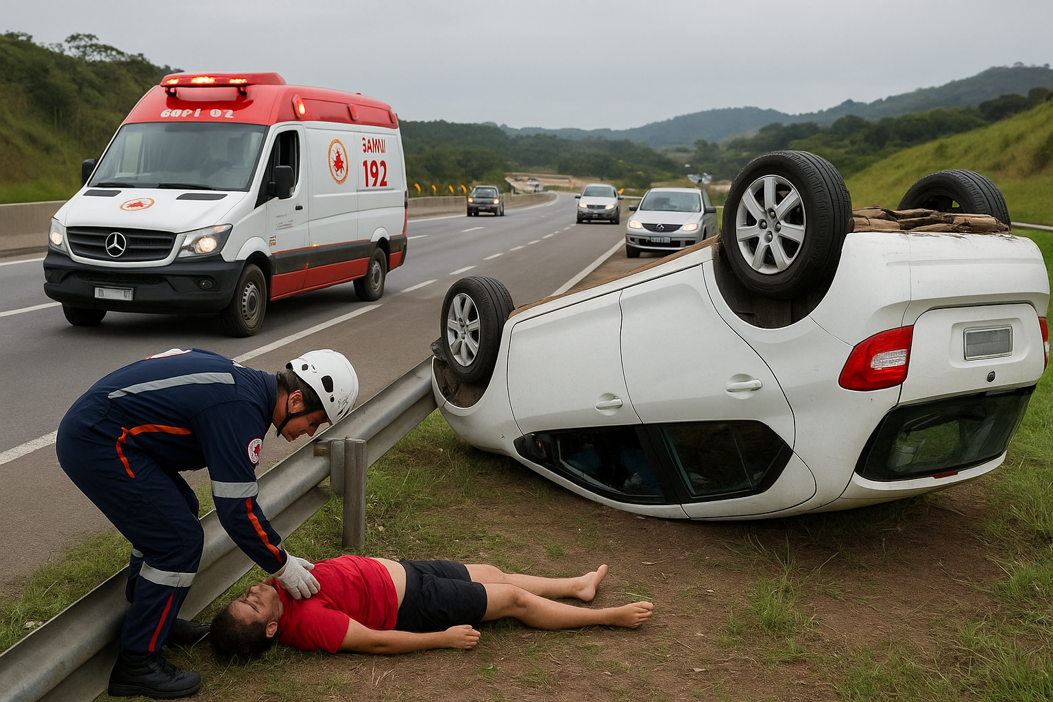 Motorista perde controle na Rodovia do Contorno em Itapemirim; suspeita de fratura cervical
