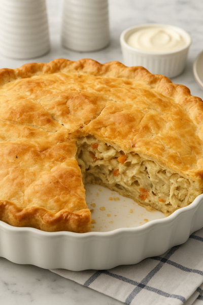 Torta de frango cremosa: receita prática com massa crocante para o lanche